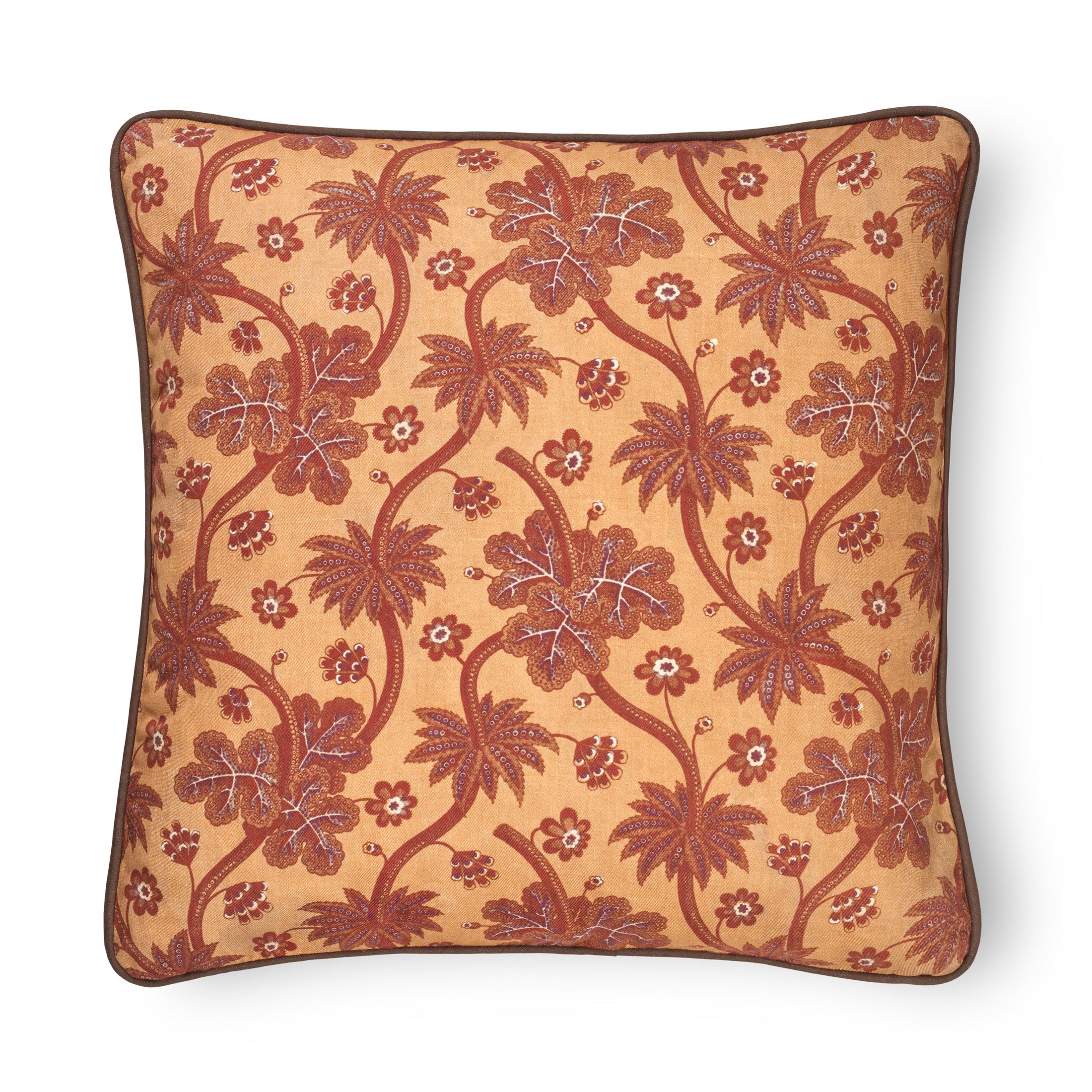 Tapis Noir Brun Blomstret Pude Cushion Beige