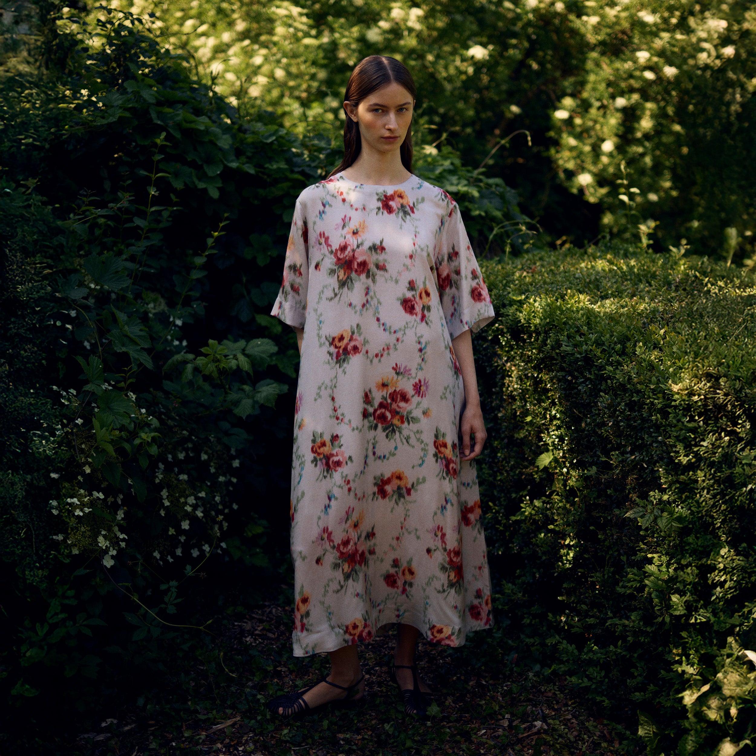 Tapis Noir Camille Silkekjole - Falmet Dress Hvid