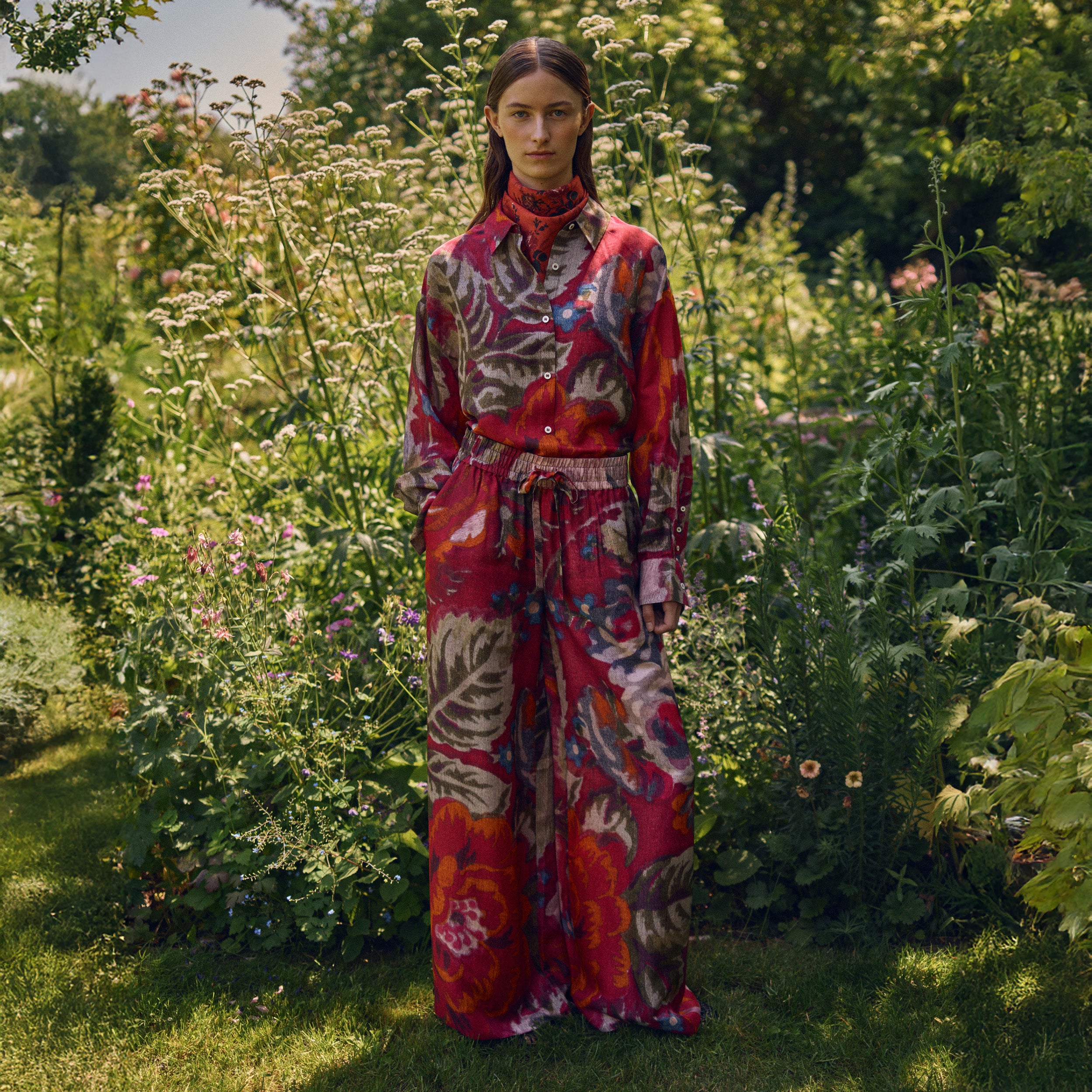 Tapis Noir Cara Silk Palazzo Pants - Pink Pants Pink