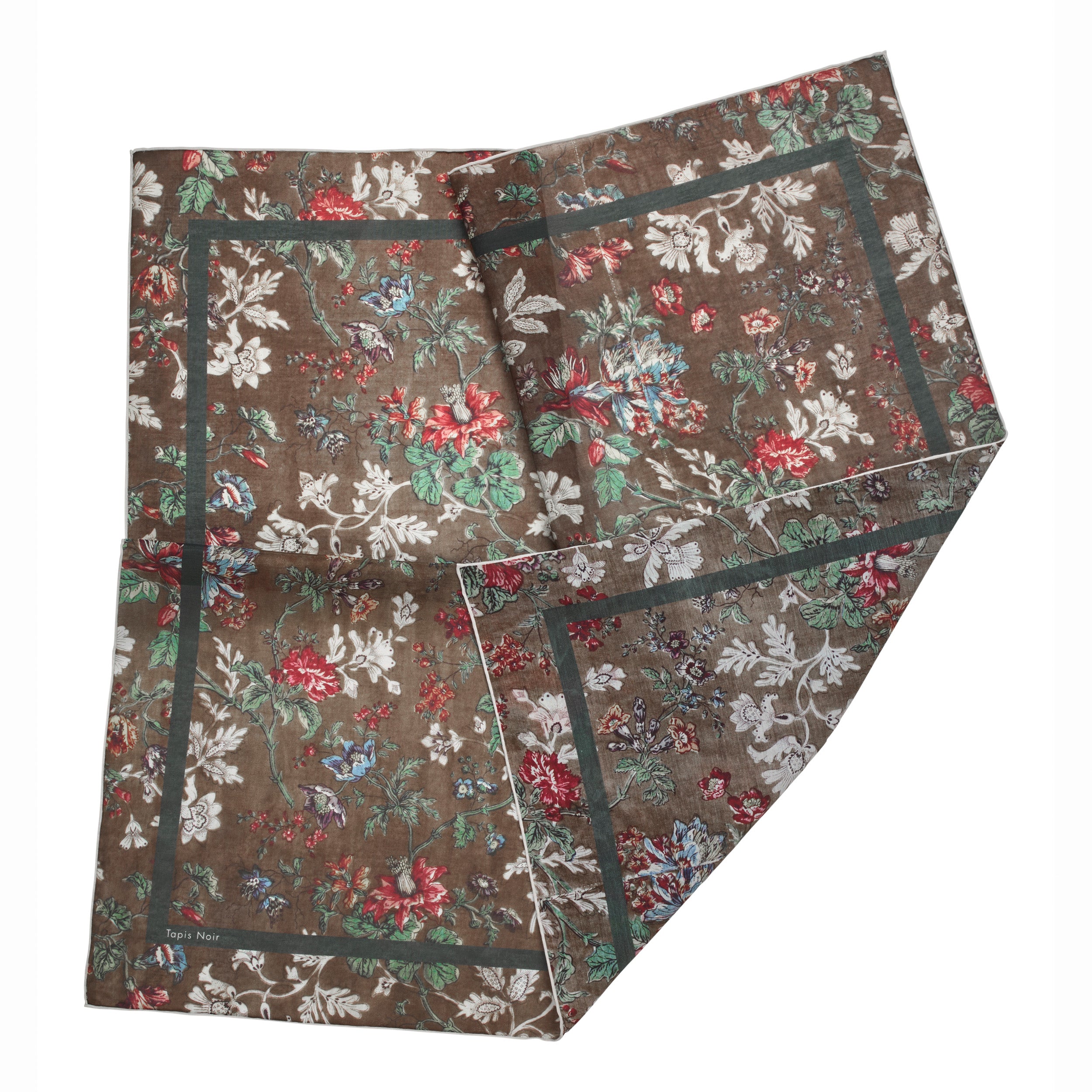 Tapis Noir Let Blomstret Patchwork Tørklæde Light Small (67x67cm) Brun