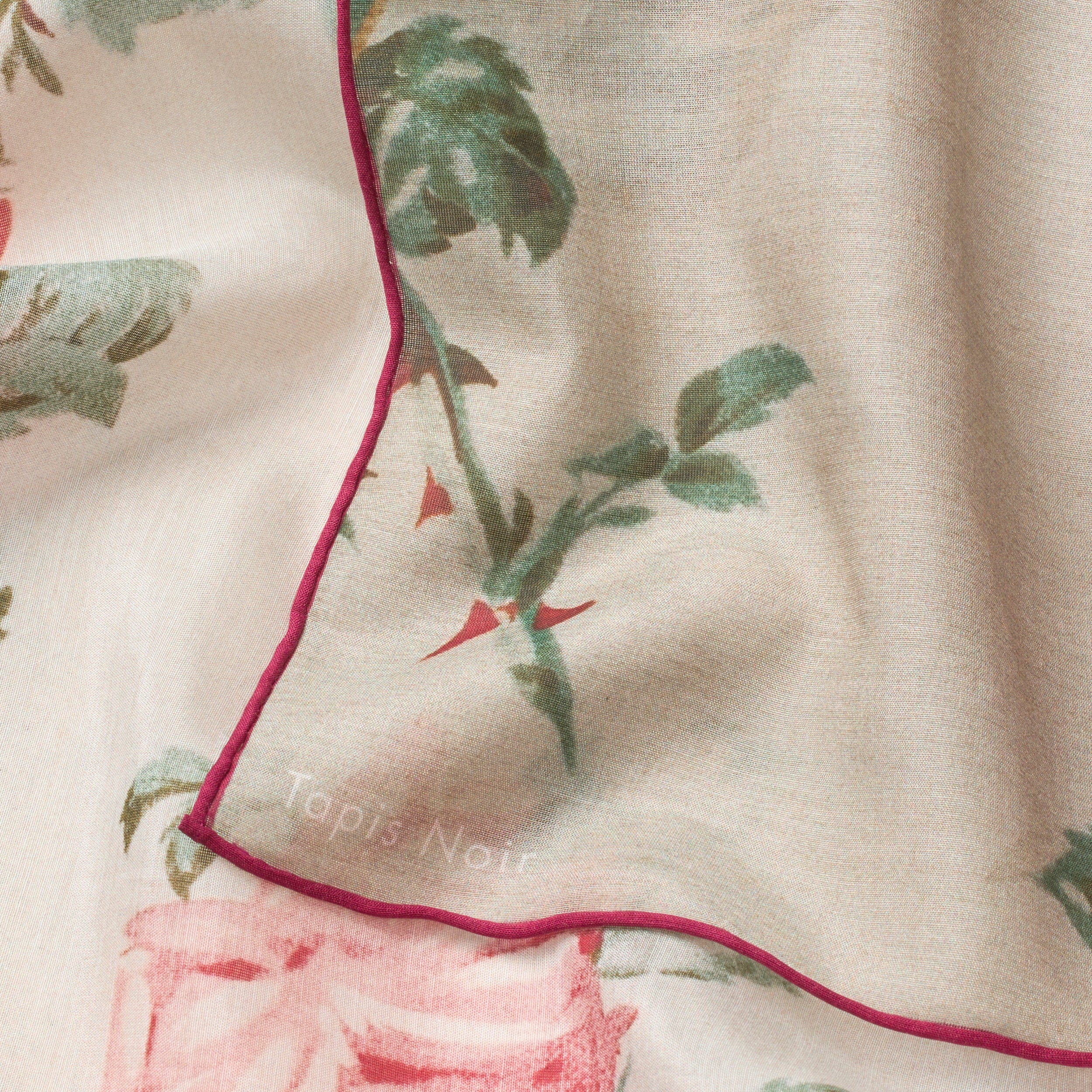 Tapis Noir Let Blomstret Patchwork Tørklæde Light Small (67x67cm) Hvid