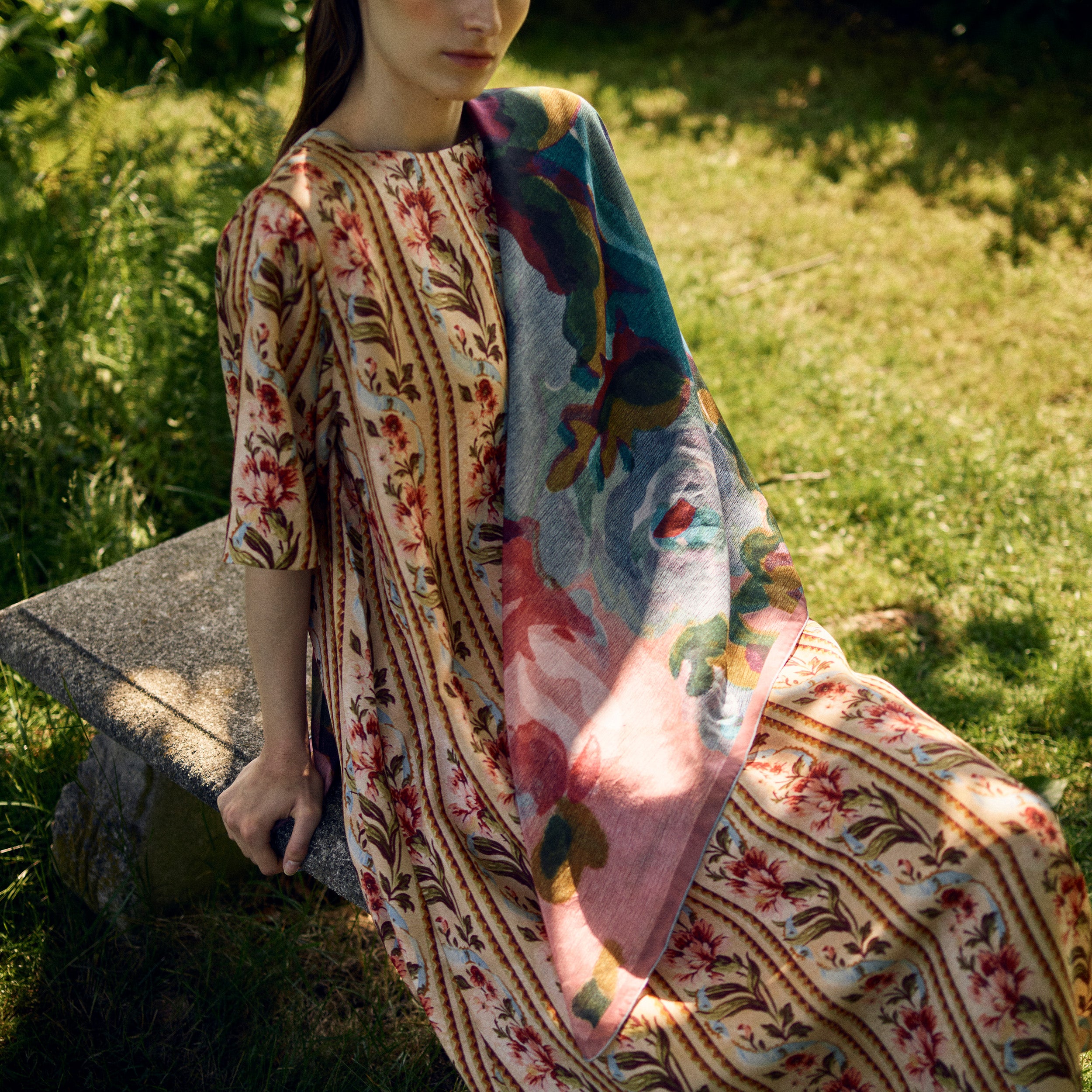 Tapis Noir Stort Let Gult Tørklæde Light Large (120x120cm) Mørkeblå