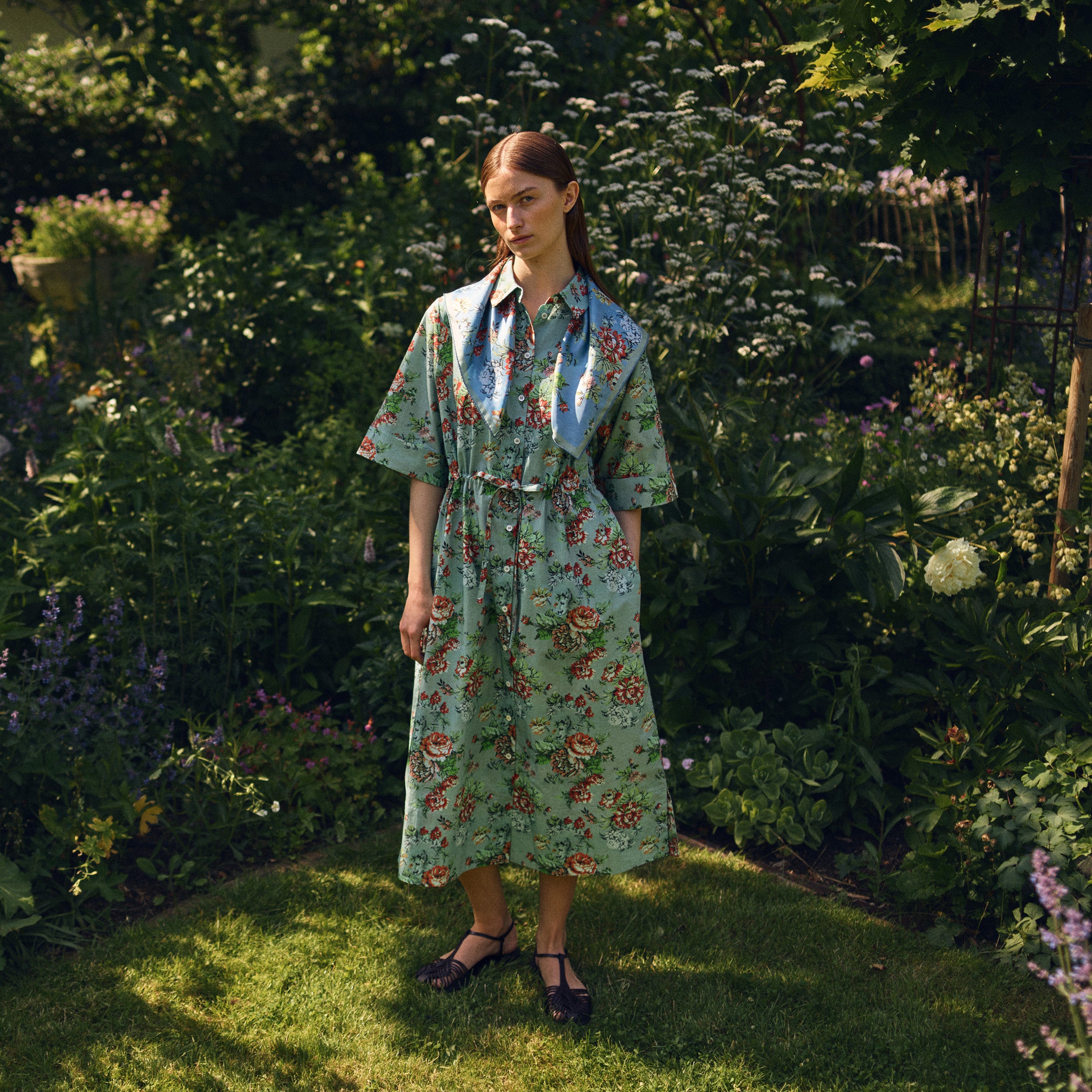 Tapis Noir Chloe Bomuld Kjole - Blå Dress Grøn