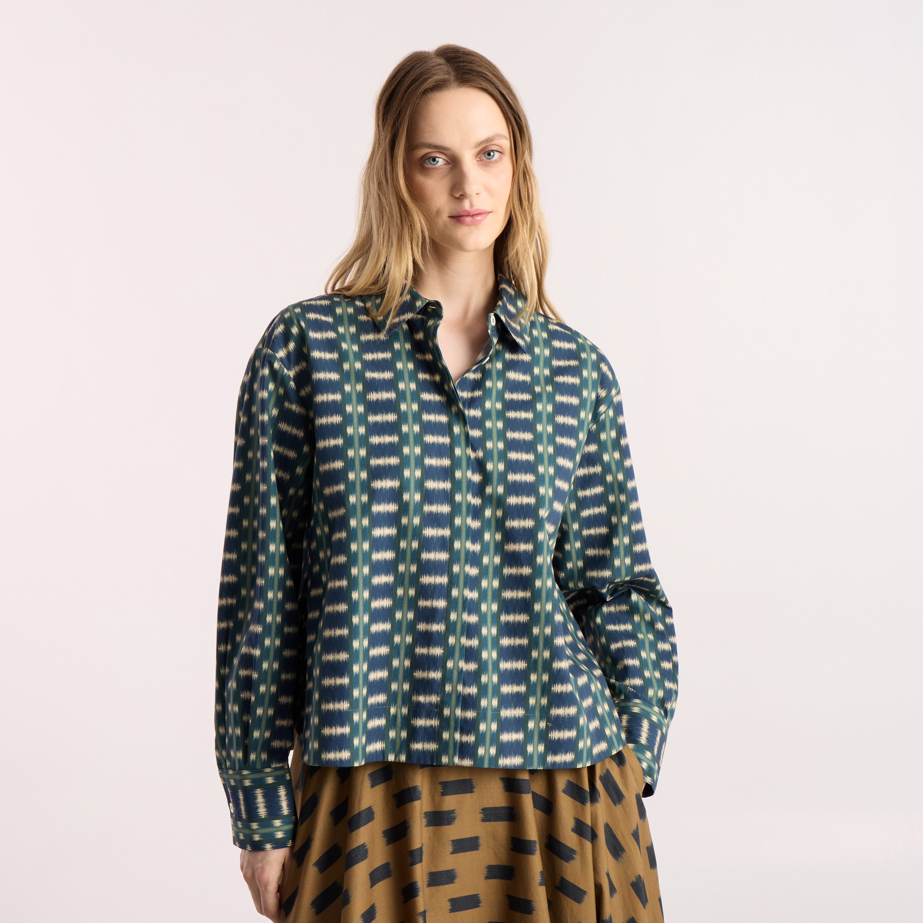 Tapis Noir Frances Cotton Shirt - Blue Shirt Mørkeblå