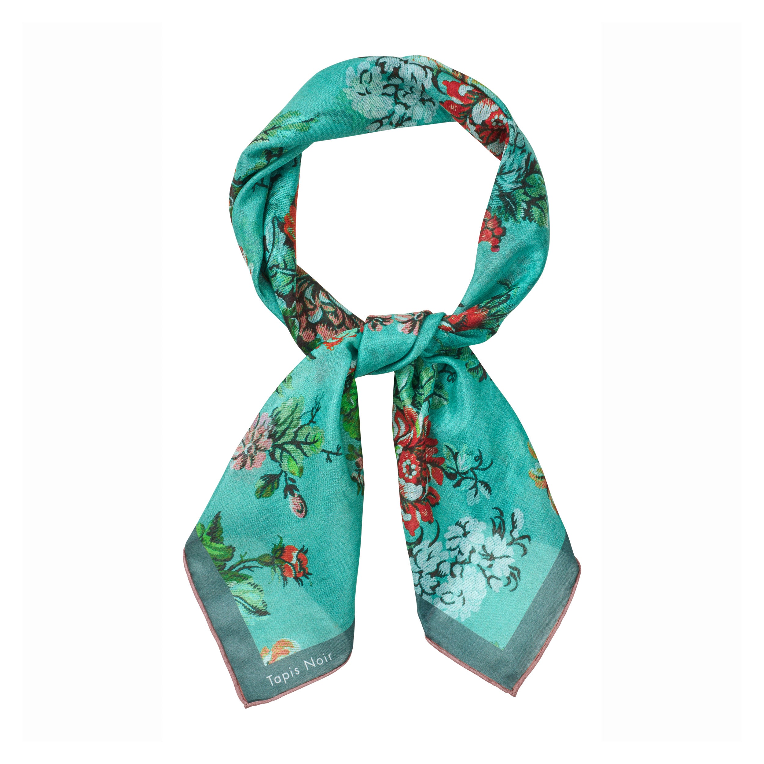 Tapis Noir Let Blomstret Patchwork Tørklæde Light Small (67x67cm) Grøn