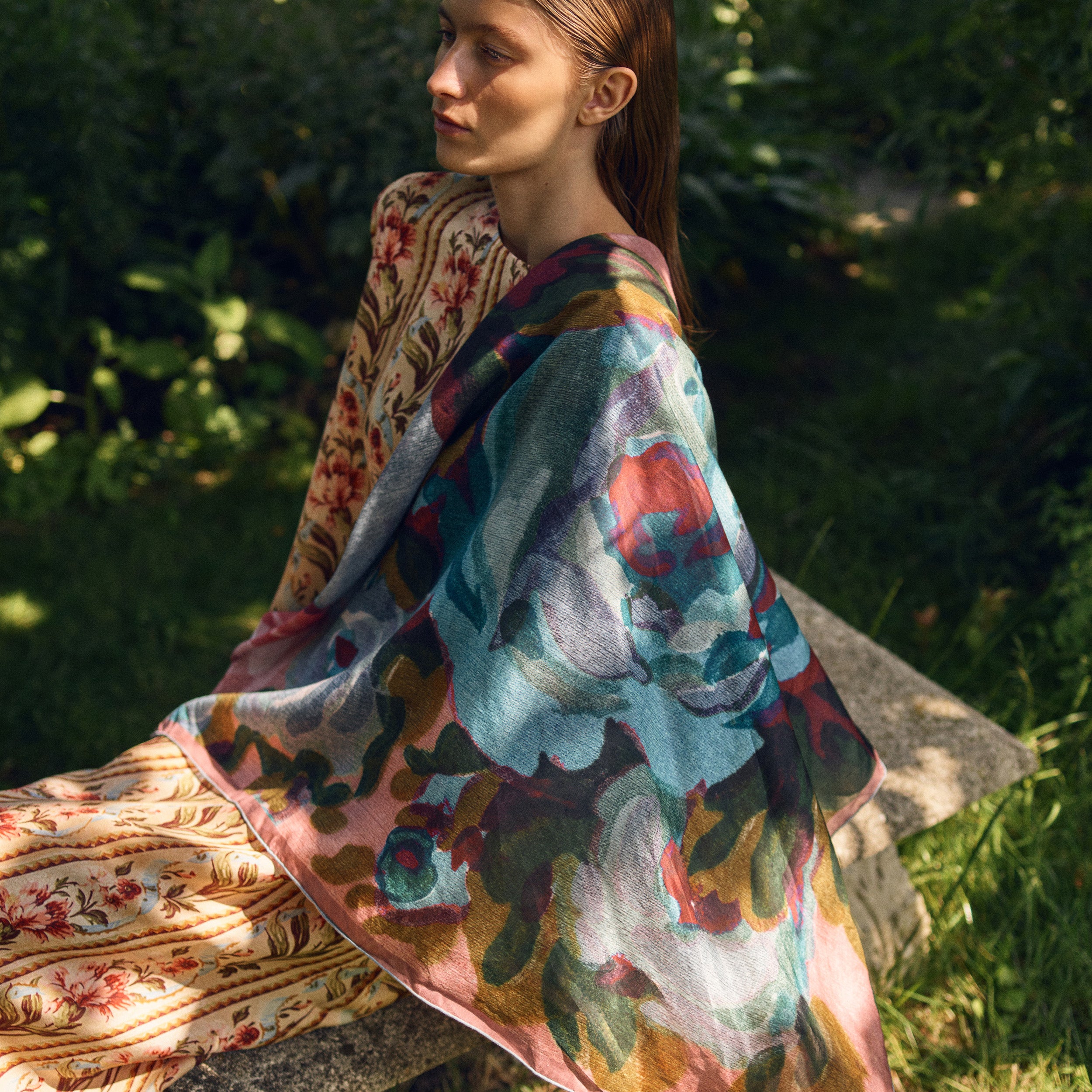 Tapis Noir Stort Let Ellis Tørklæde Light Large (120x120cm) Mørkeblå